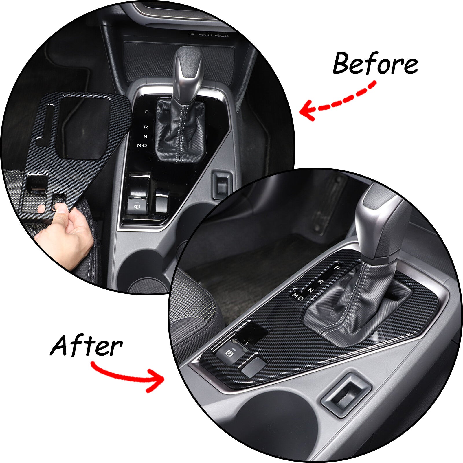 ABS Carbon Car Gear Panel Trim Accessories Cover 2023-2024 for Subaru Crosstrek