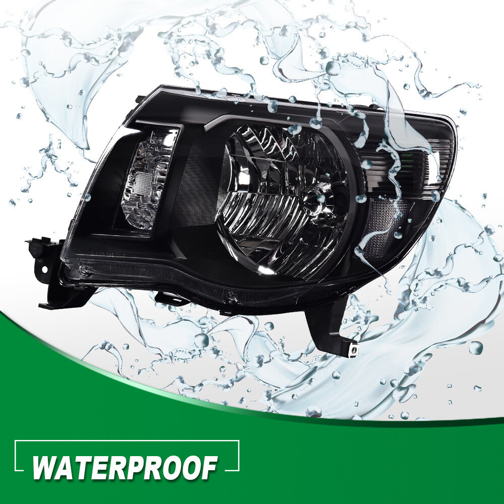 Dual headlight kit (left and right) suitable for 2005-2011 for Toyota Tacoma assembly, black.
