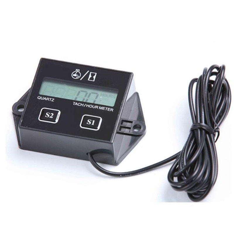 Waterproof Digital Tachometer Tach Hour Meter Motor ATV Engine Inductive Gauge