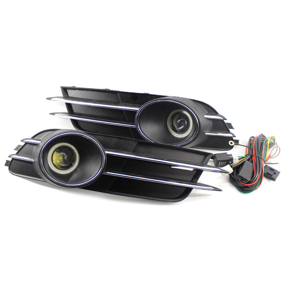 Pair Lower Bumper Fog Light Grille Cover With Lamp Fit for Audi A6 C7 2011-2015