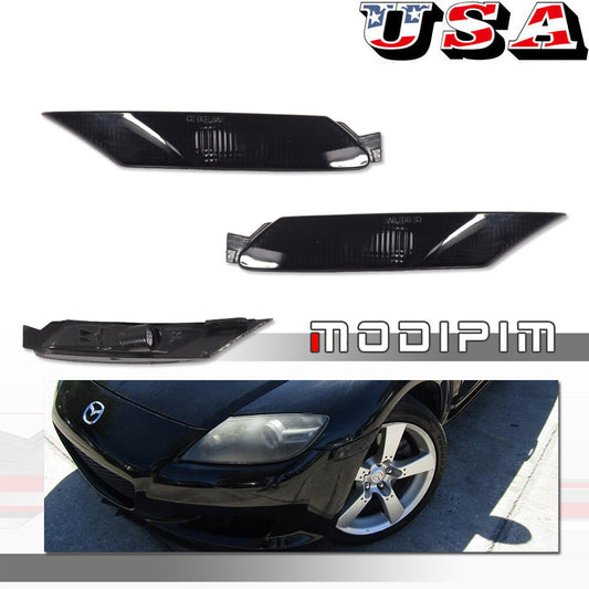 Suitable for 04-08 for Mazda RX-8 RX8 OE style smoked black front side marker light housings