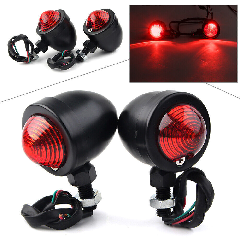 2X Black 12V Motorcycle Turn Signals Blinker Indicator Light Red Lamp UK