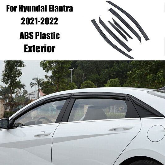 6x for Hyundai for Elantra 2021-23 Black Window Visor Vent Shade Sun Rain Guard Trim