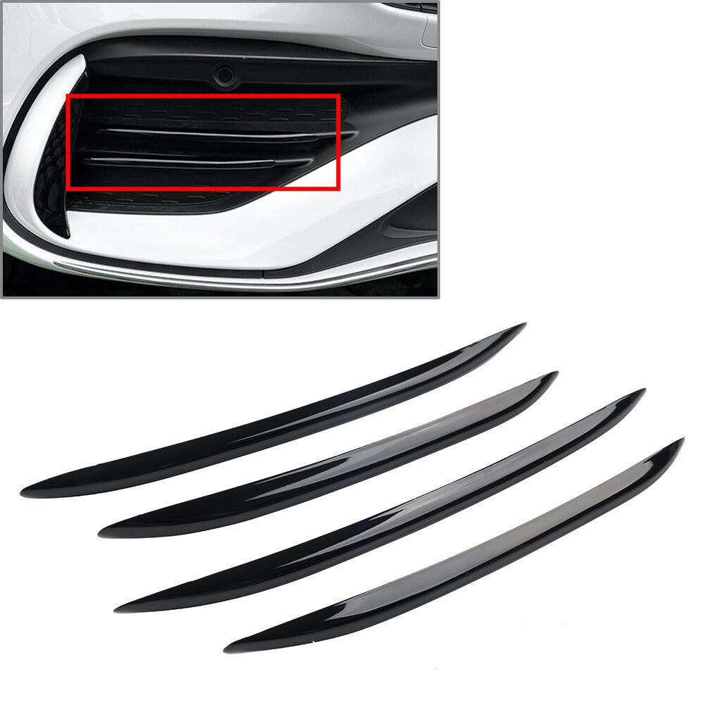 Fit for Benz C-Class W206 Front Bumper Splitter Fins Body Spoiler Canards Glossy Blk