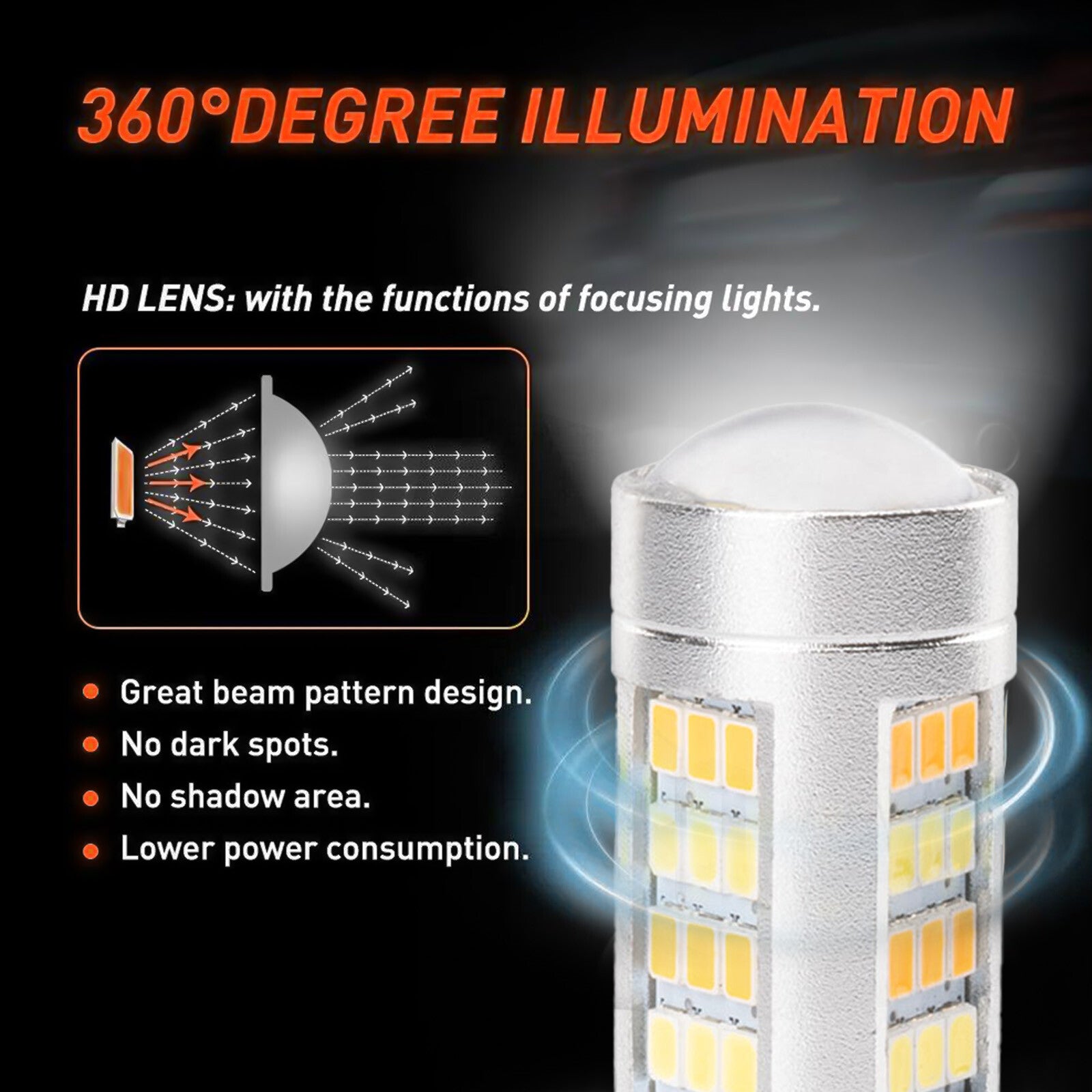4X Turn Signal Parking Light Bulb Error Free White/Amber LED DRL Switchback New