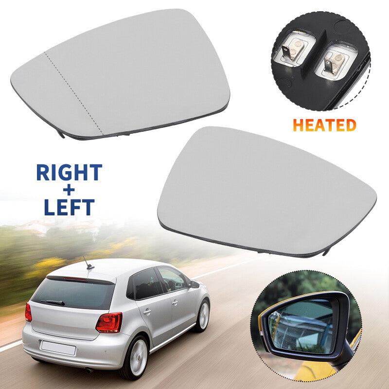 2x Left  Right Side Heated Mirror Glass Convex Base Plate For 2010-2017 for VW POLO