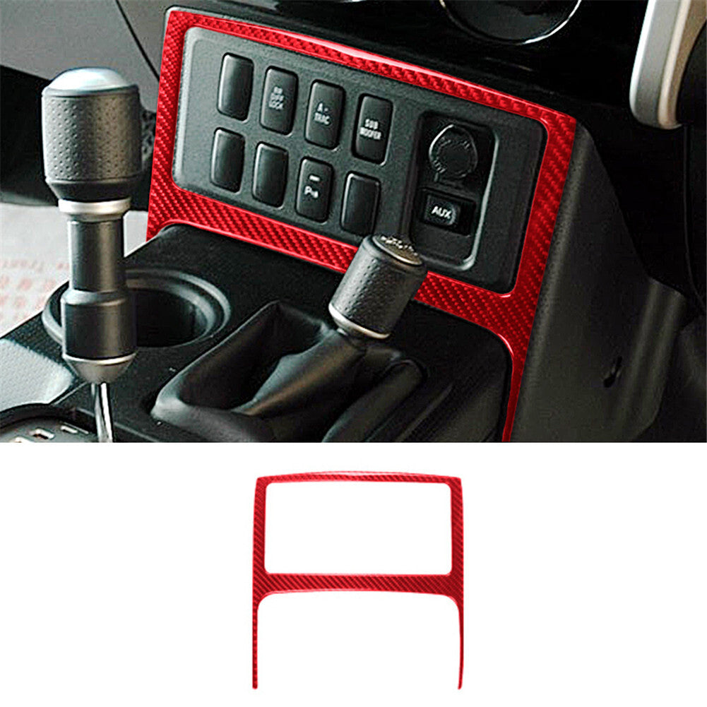 Central Control Button Frame Trim Red Carbon Fiber for Toyota FJ Curiser 2007-21