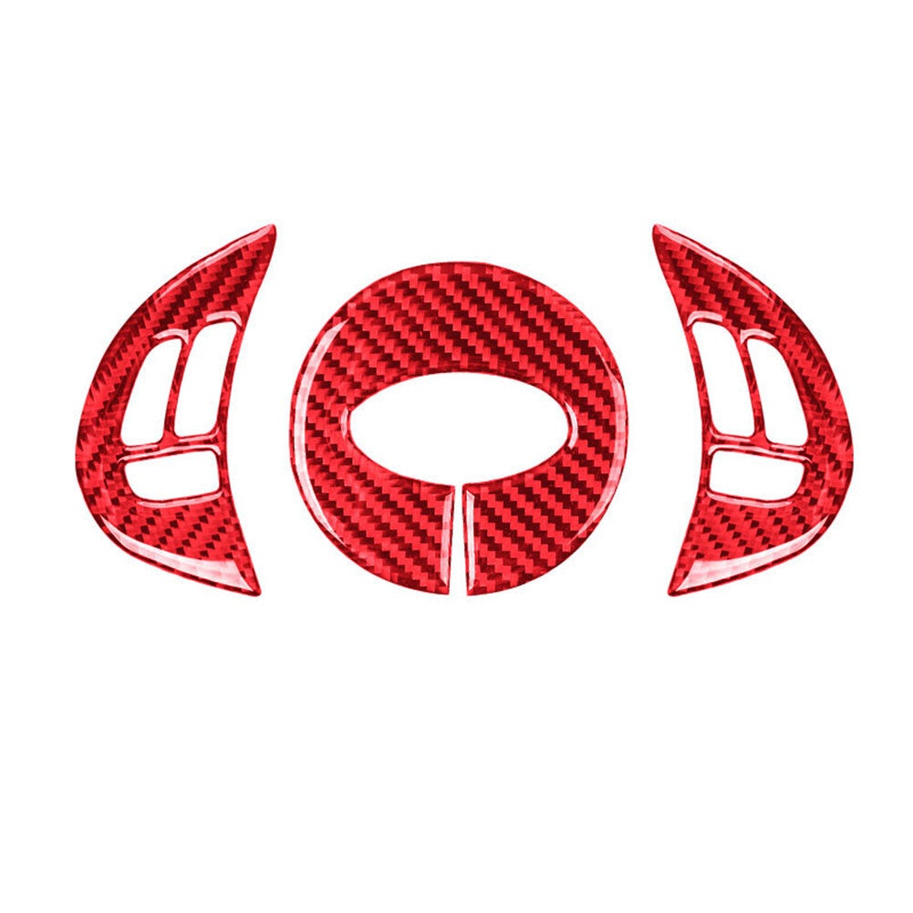 Red Carbon Fiber Steering Wheel Buttons Cover Trim for Subaru Forester 2009-2013