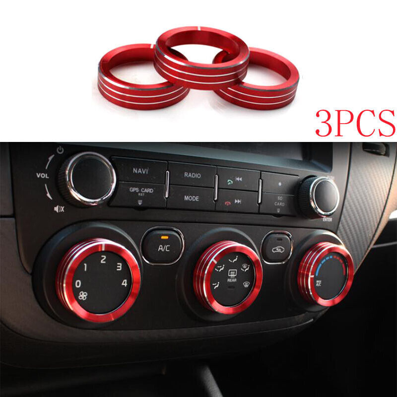 Red Console Air Conditioning Aluminum Knob Trim Fit for Kia Forte Car 2014-2018