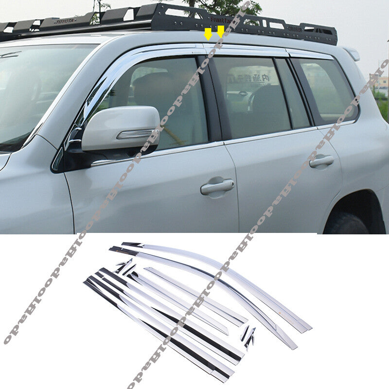 for Toyota for Land Cruiser 2008-2021 Chrome Window Visor Vent Sun Shade Rain Guard