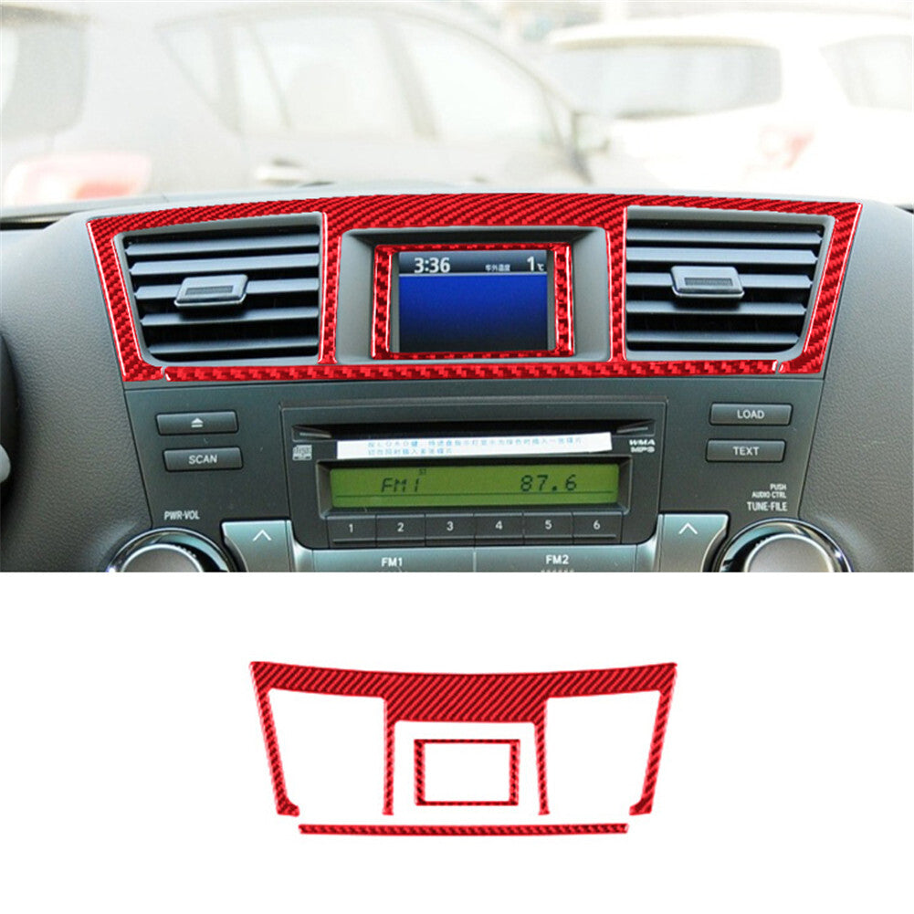 Red for Toyota Highlander 2008-2013 Central Control Vent Trim Cover Carbon Fiber