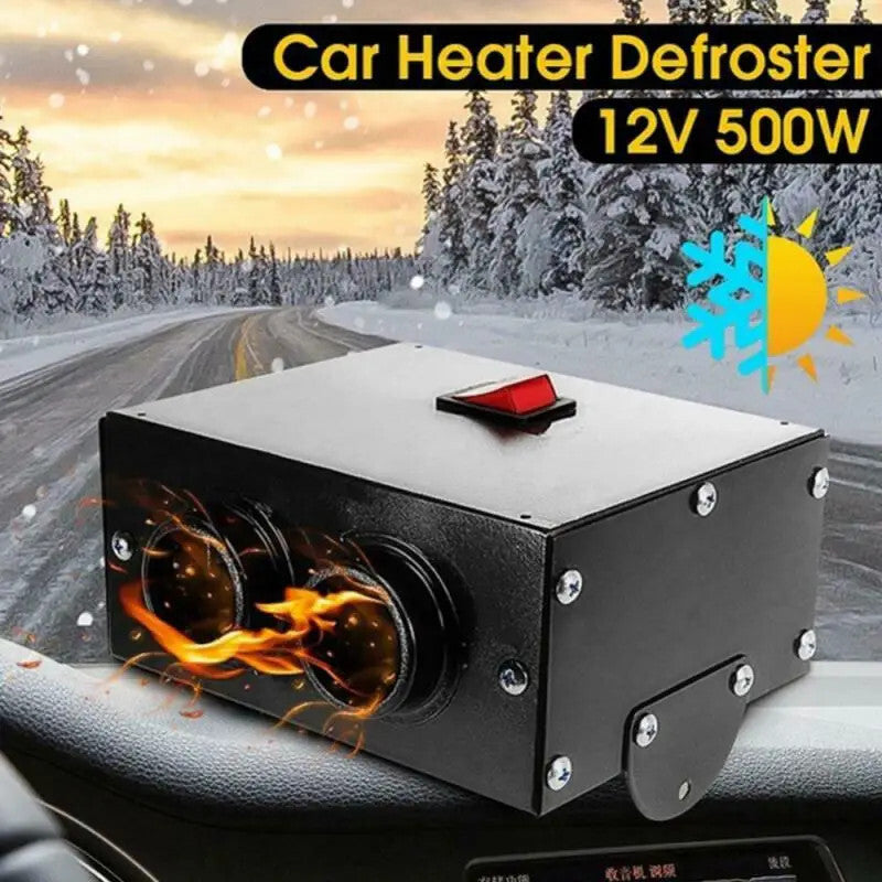 12V 500W Car Windshield Heater Defroster 2 Hole Portable Fast Heating Warmer Fan