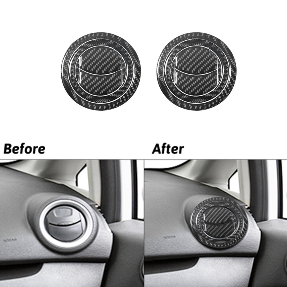 2Pcs Carbon Fiber Interior Side Air Vent Cover Trim for Ford Fiesta 2011-2015