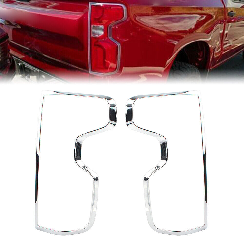 2X ABS Chrome Rear Tail Light Cover Trim Fit for Chevrolet Silverado 1500 2019-2020