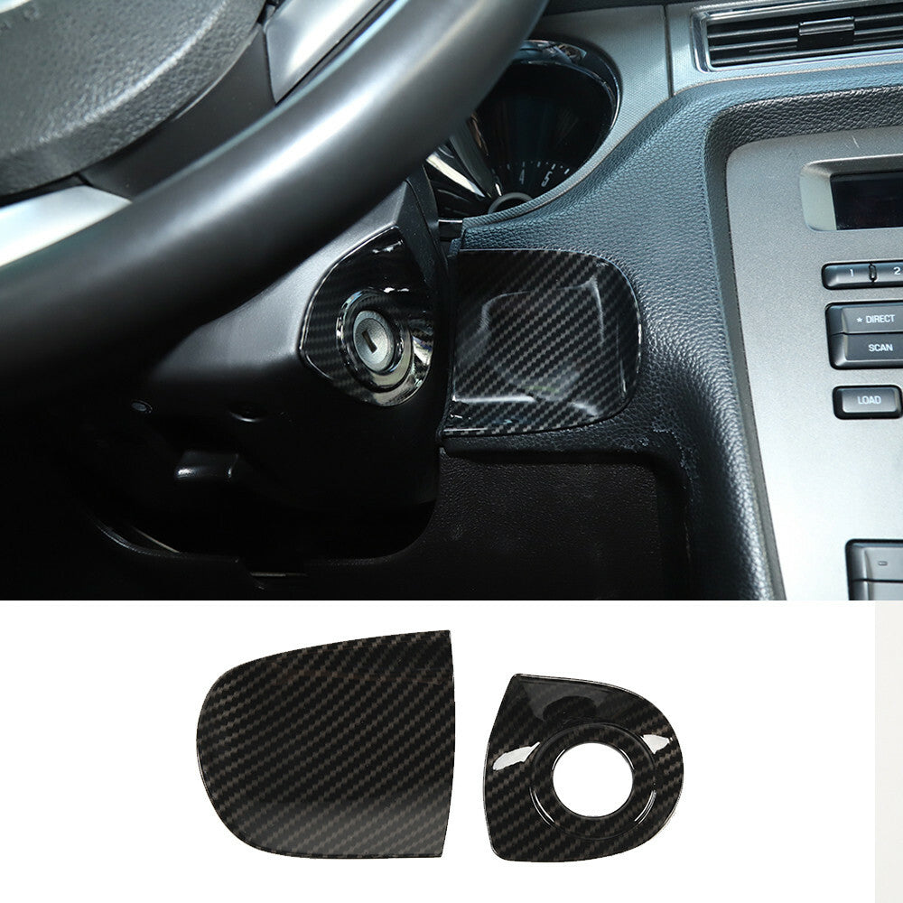 Carbon Fiber ABS Engine Start Key Socket Cover Trim Fit for Ford for Mustang 2010-14