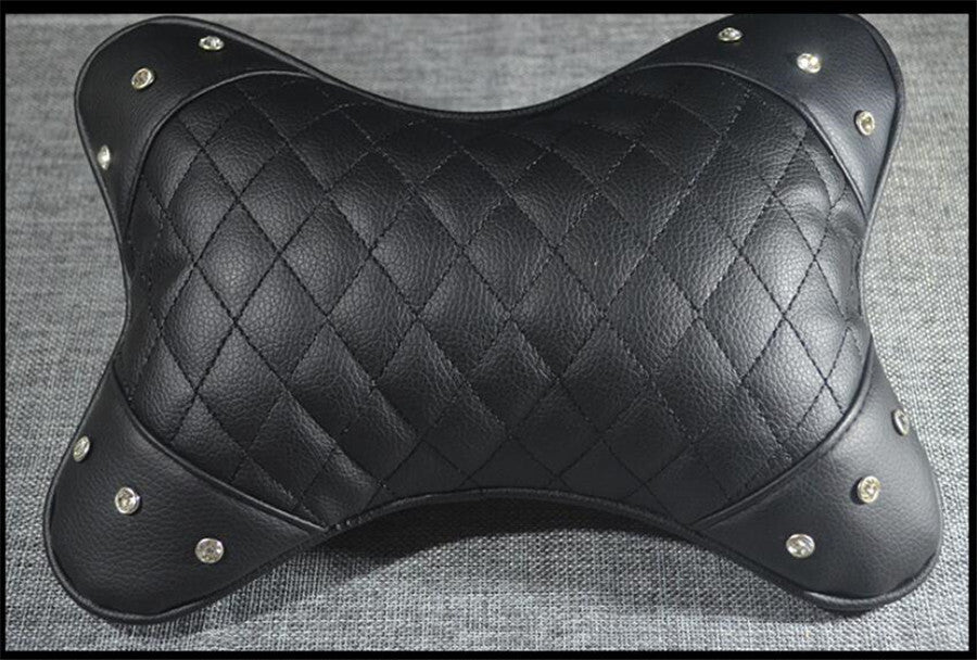2pcs Car for Seat Head Neck Support Rest Pillow Headrest Soft Cushion Balck Leather