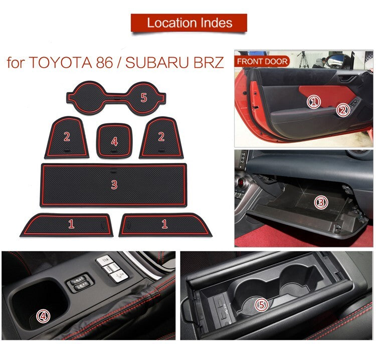 for Toyota GR86 for Subaru BRZ 2022 Anti-Slip Gate Slot Cup Mat Door Groove BlUE