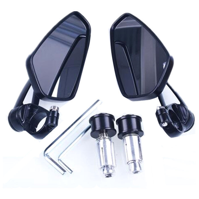 2x Black Motorcycle Bike Billet Aluminum 7/8 22mm Bar End Side Rearview Mirrors
