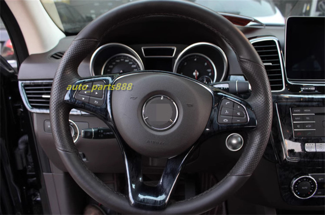 Black Wood Grain Full Interior Kit Cover Trim for Benz GLE W166 GLS X166 2016-19