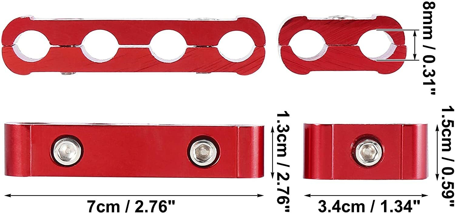 12-Piece Alloy Spark Plug Wire Separator Divider 8mm 9mm 10mm for Racing (Red)