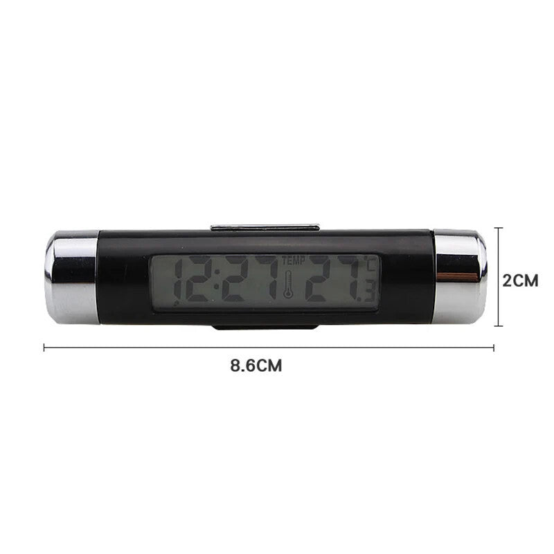 1PC Digital Car Blue LCD Temperature Thermometer Time Clock Air Vent Outlet Clip