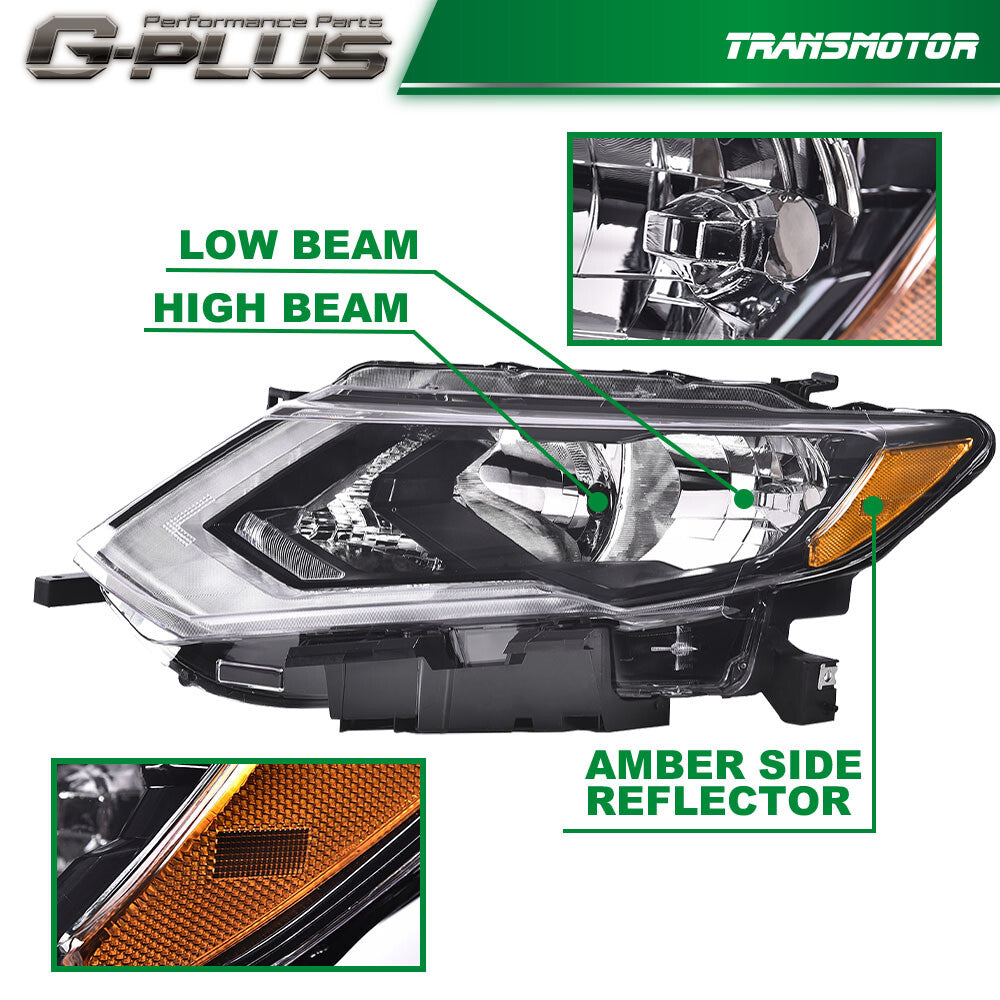 Suitable for 17-19 year old for Nissan Rogue factory halogen headlights, left side LH