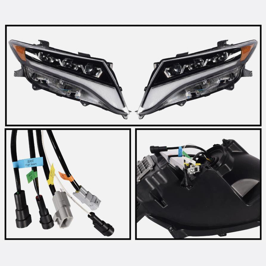 New For 2009-2016 for Toyota Venza LED Headlights Headlamps Projector DRL Black Set
