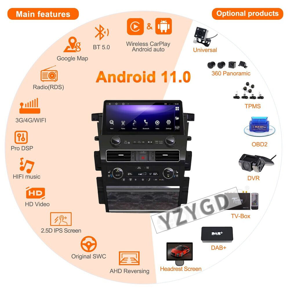 12.3Carplay Car Radio 2Din Screen for Nissan Amada Patrol Y62 2010-2020 64GB