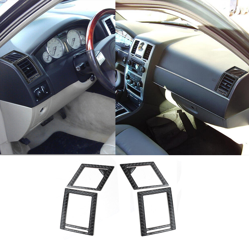 6Pcs Carbon Fiber Interior Side AC Air Vent Cover Trim for Chrysler 300 2005-07