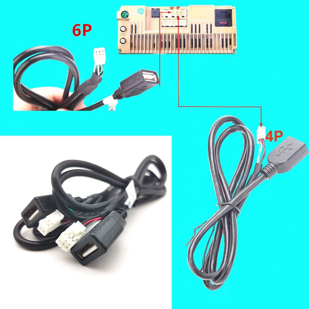 USB 4pin 6pin Cable for Android Car Radio Stereo USB Cable Adapter Vonnector