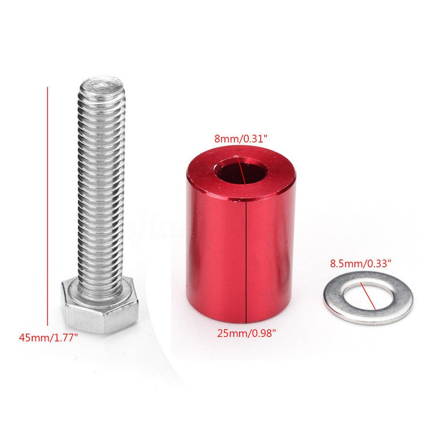 4 Set M8 X 45 1 Inch Red Billet Aluminum Hood Riser Kit Hood Vent Spacer Spacers