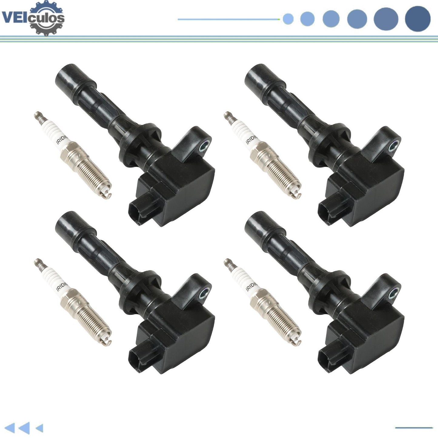 4Pcs Ignition Coils UF516 + Iridium Spark Plug 5019 For 2006-2009 Milan L4 2.3L