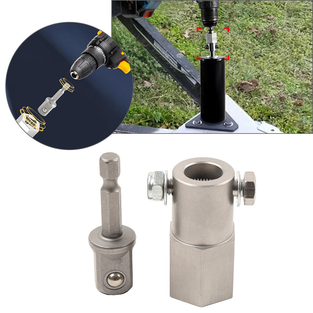 Trailer Jack Crank Handle Cordless Drill Adapter W/ 1/2 Inch Socket Adapter Bit