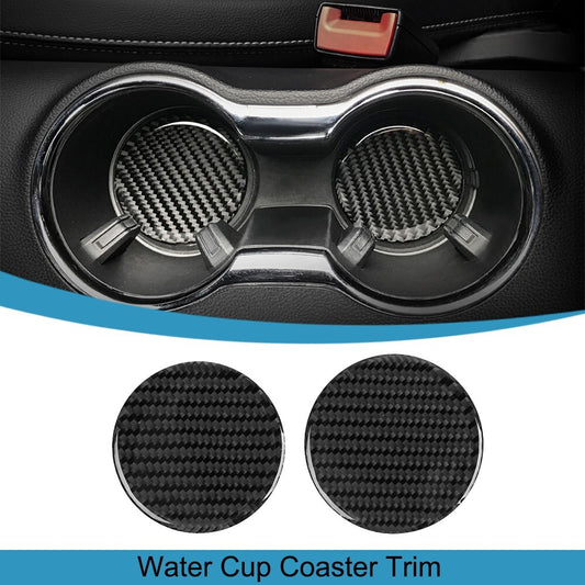 Carbon Fiber Water Cup Holder Coasters Pad Decoration for Ford for Mustang 2015-2023