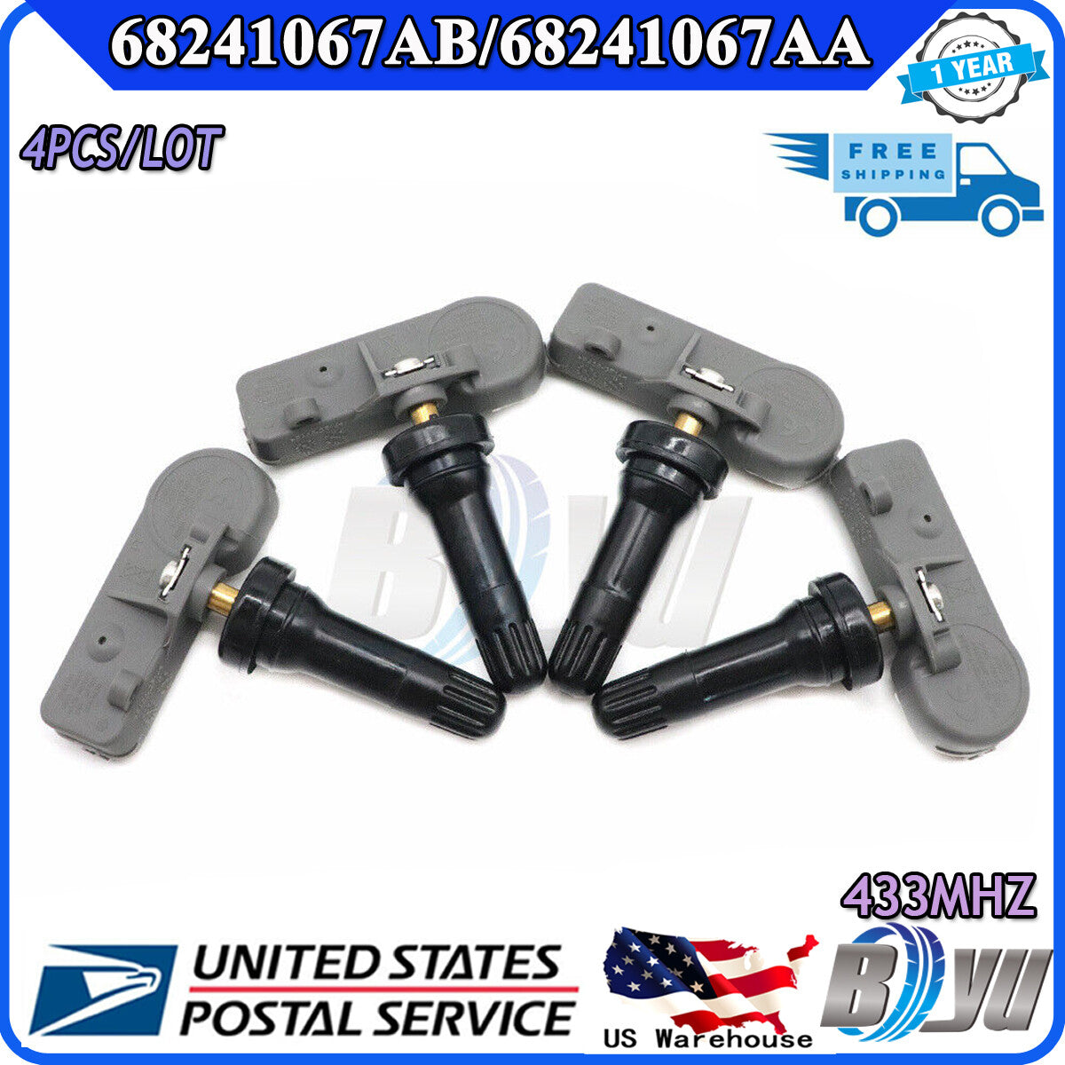 (4) 68241067AB is a new TPMS tire pressure sensor for Chrysler for Jeep Doors, model 56029398AB.