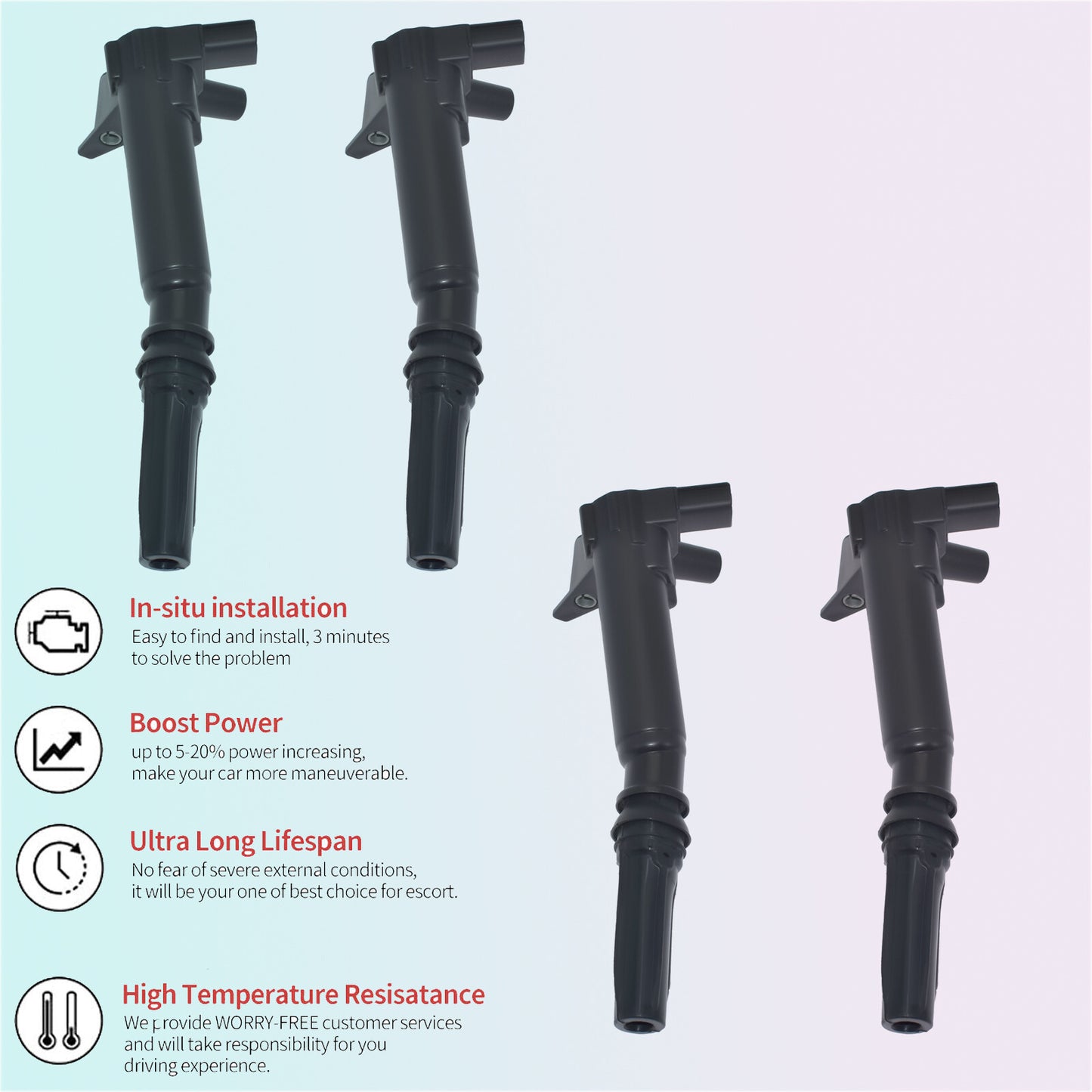 4pcs Ignition Coils for 2010-17 for Ford F-150 F-250 F-350 6.2L V8 AL3E-12029-BC