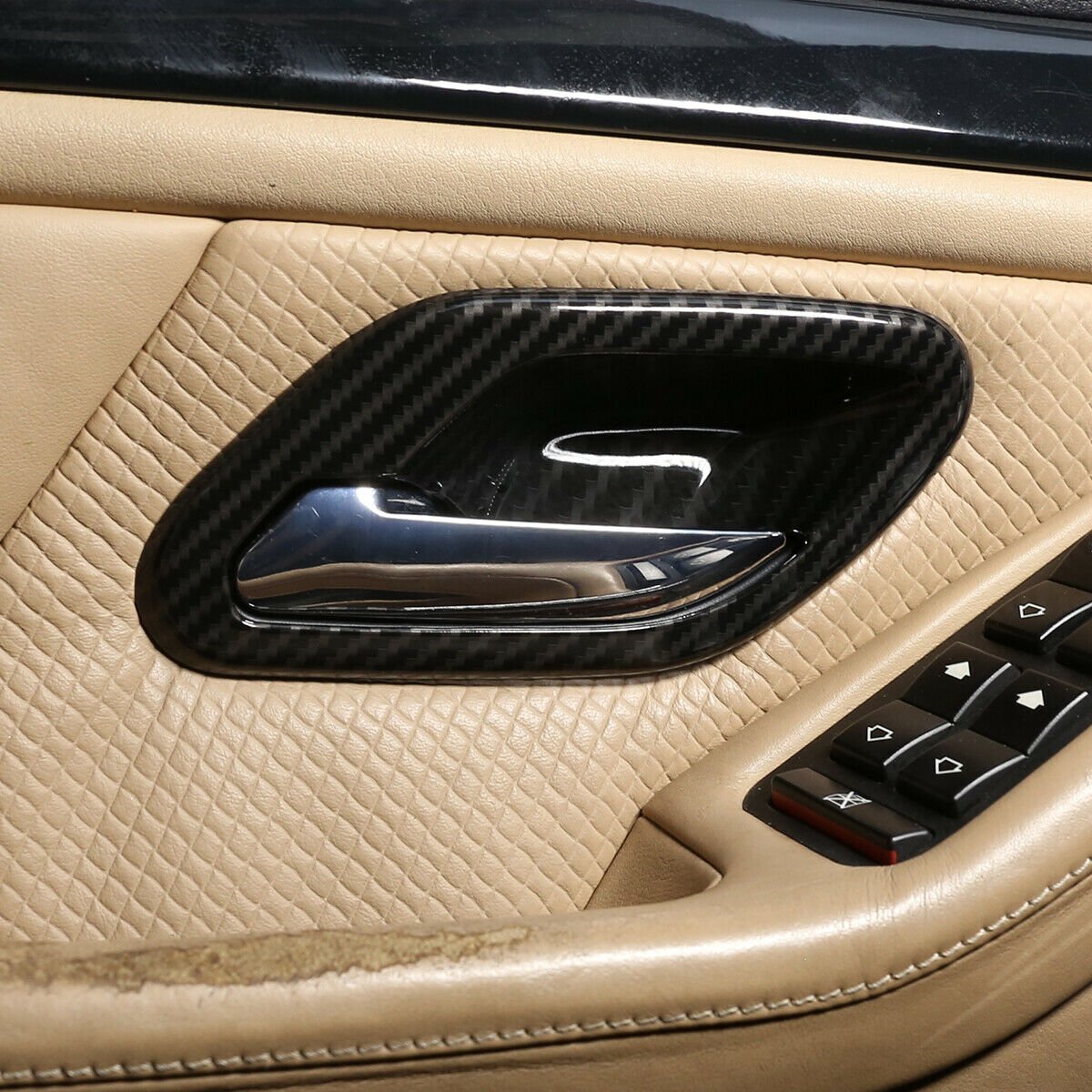 for BMW 5 Series E39 1996-2003 Carbon Fiber ABS Interior Door Handle Bowl Cover
