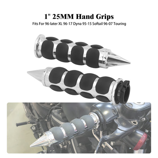 1 Chrome Spike Handle Bar Hand Grips for Harley Sportster Dyna Softail Toruing