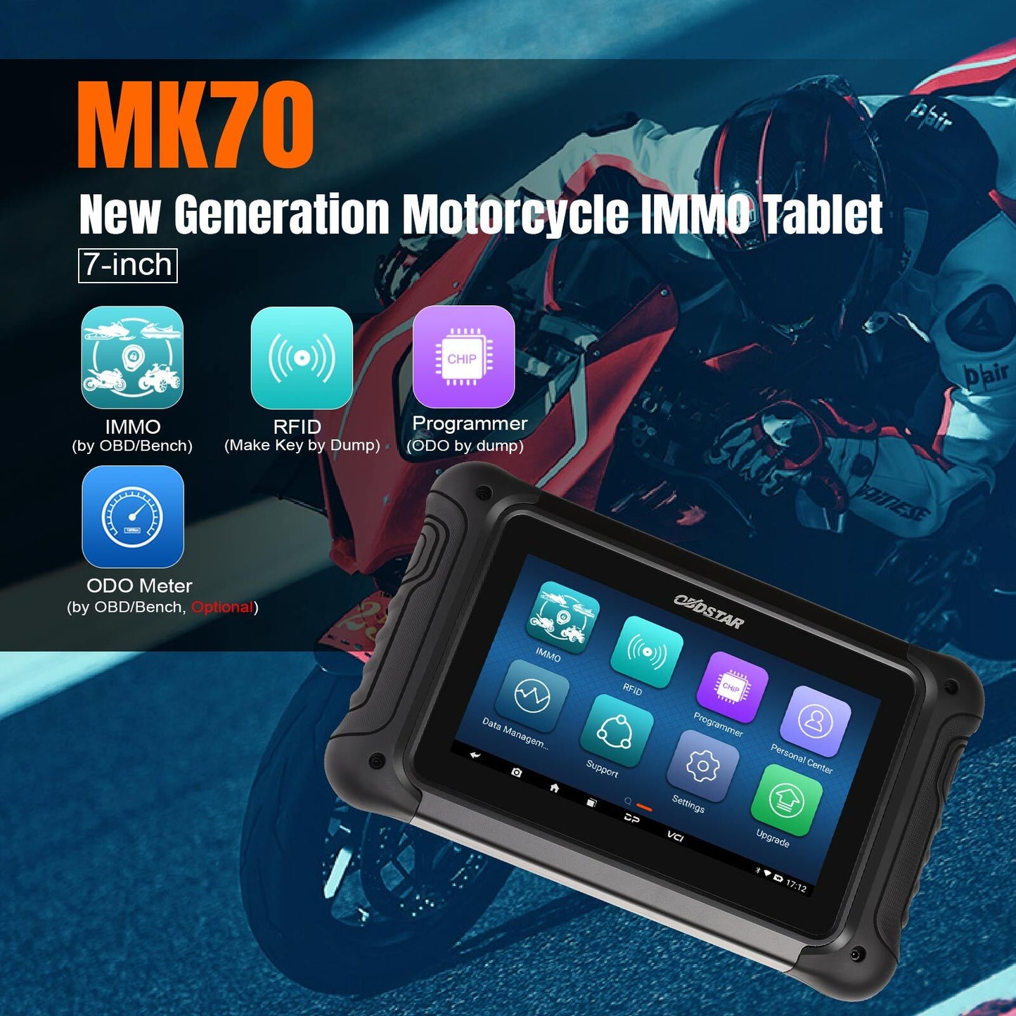 OBDSTAR MK70 Motorcycle Key Progarmmer Odo/meter Calibration by Bench OBD for DUCATI