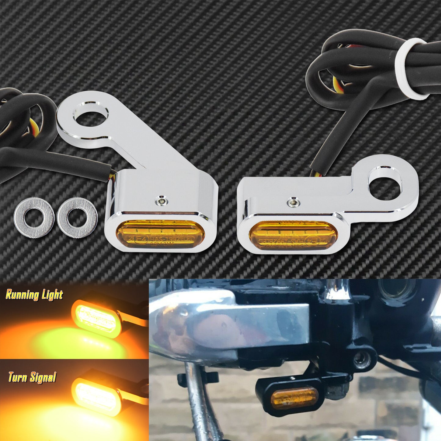 2Pc Brake Clutch LED Turn Signal Indicator Running Light Fit For Sportster 04-20