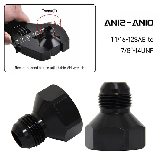2PCS 12AN AN12 FEMALE to AN10 10AN MALE REDUCER EXPANDER HOSE FITTING ADAPTOR