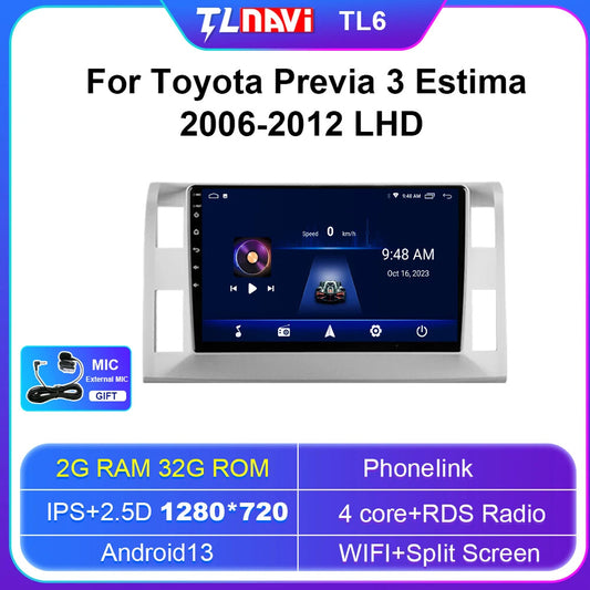 Car Radio Video Player GPS for Toyota Previa 3 Estima 2006 - 2012 Carplay BT DSP
