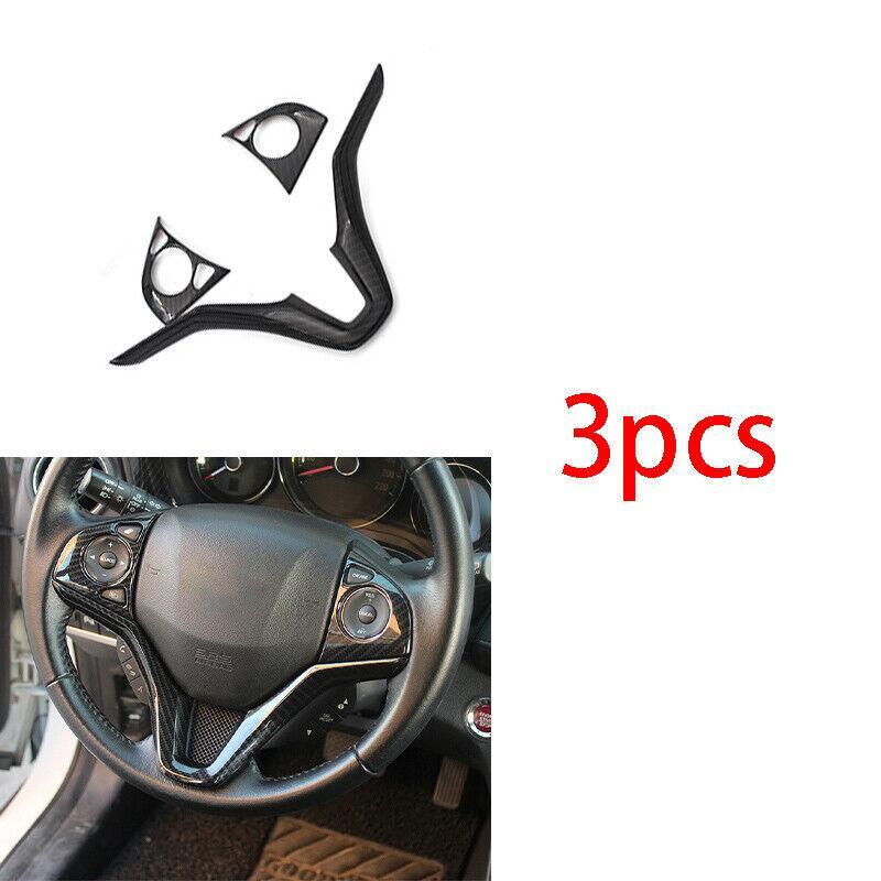 Steering Wheel Button Frame Trim 3pcs Carbon Fiber Fit for 2016-2020 for Honda HR-V