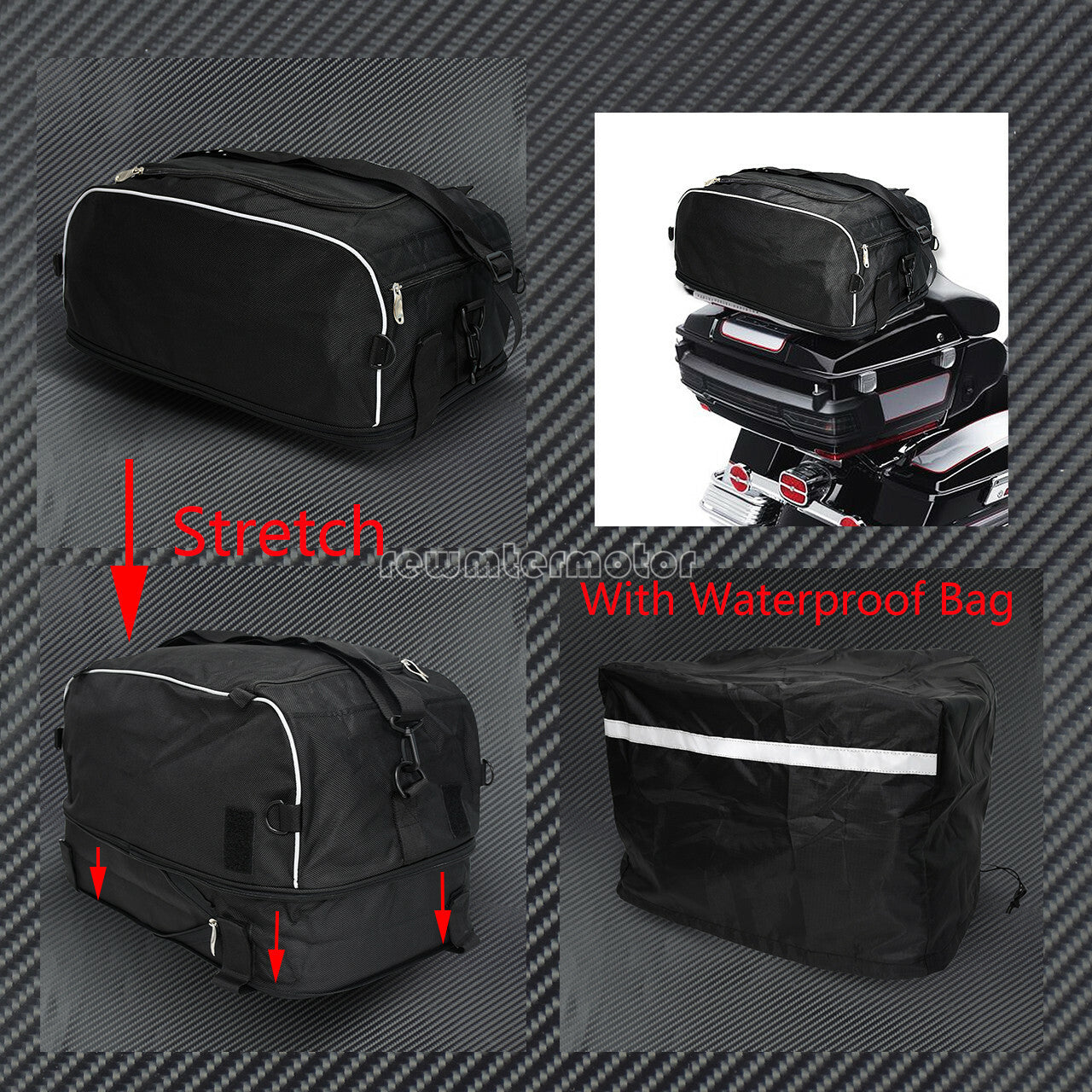Saddlebag Liners Travel Packs + Collapsible Luggage Bag Fit for Harley Touring