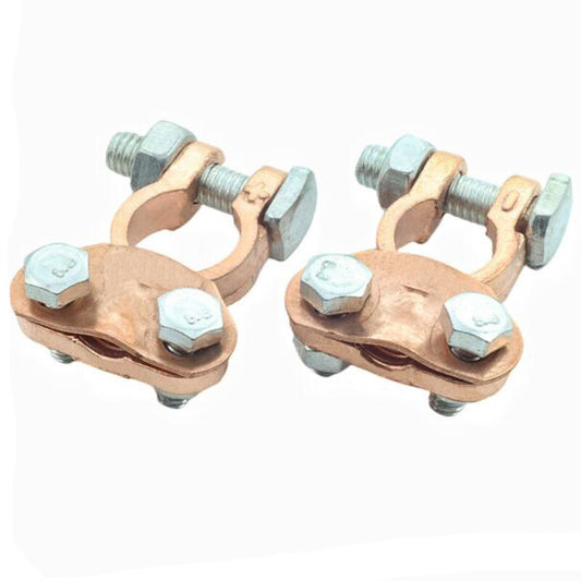 Universal copper pins for a pair of 16mm-18mm automotive battery clip terminal connectors.