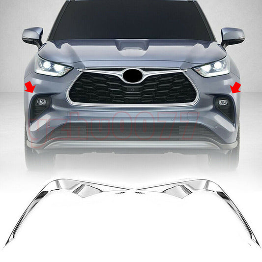 for Toyota Highlander 20-23 Chrome Front bumper Fog Light Lamp Eyelid Trim Strip