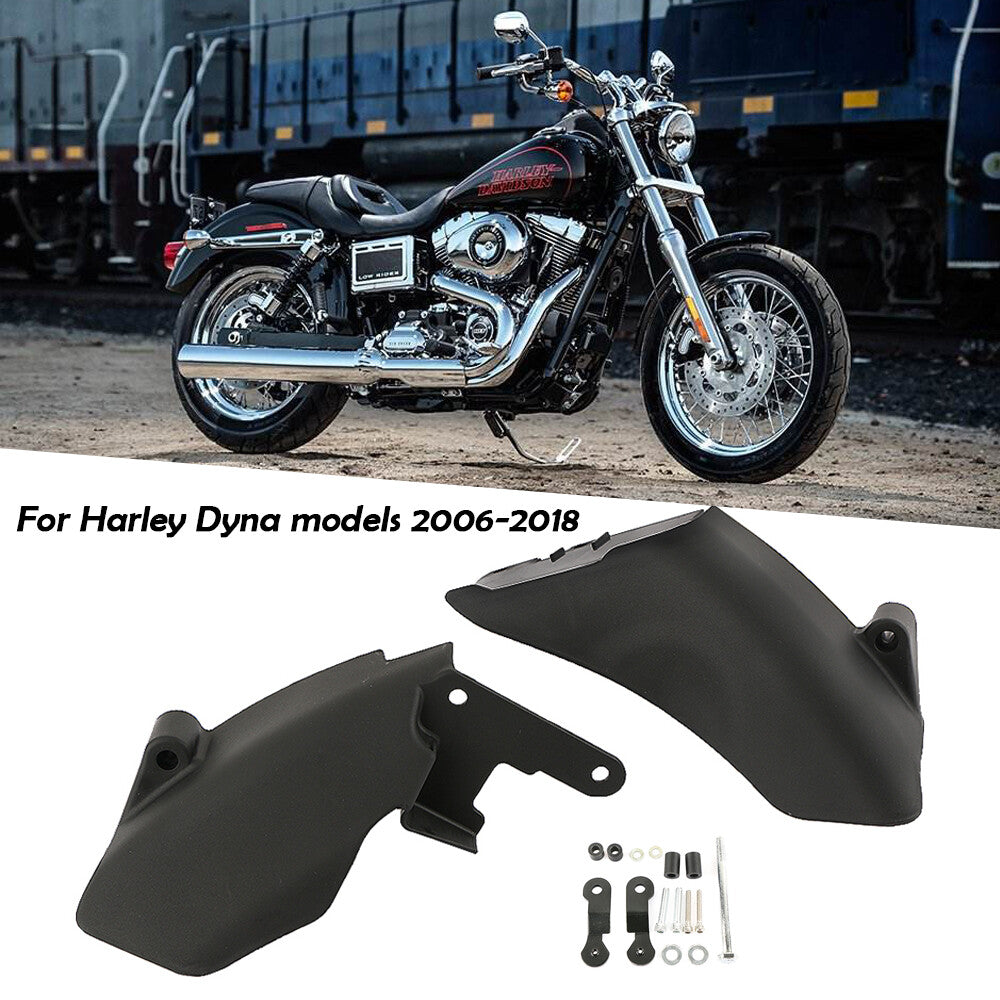 Mid-frame air deflector decorative heat shield kit, black, for Harley Dyna 2006-18