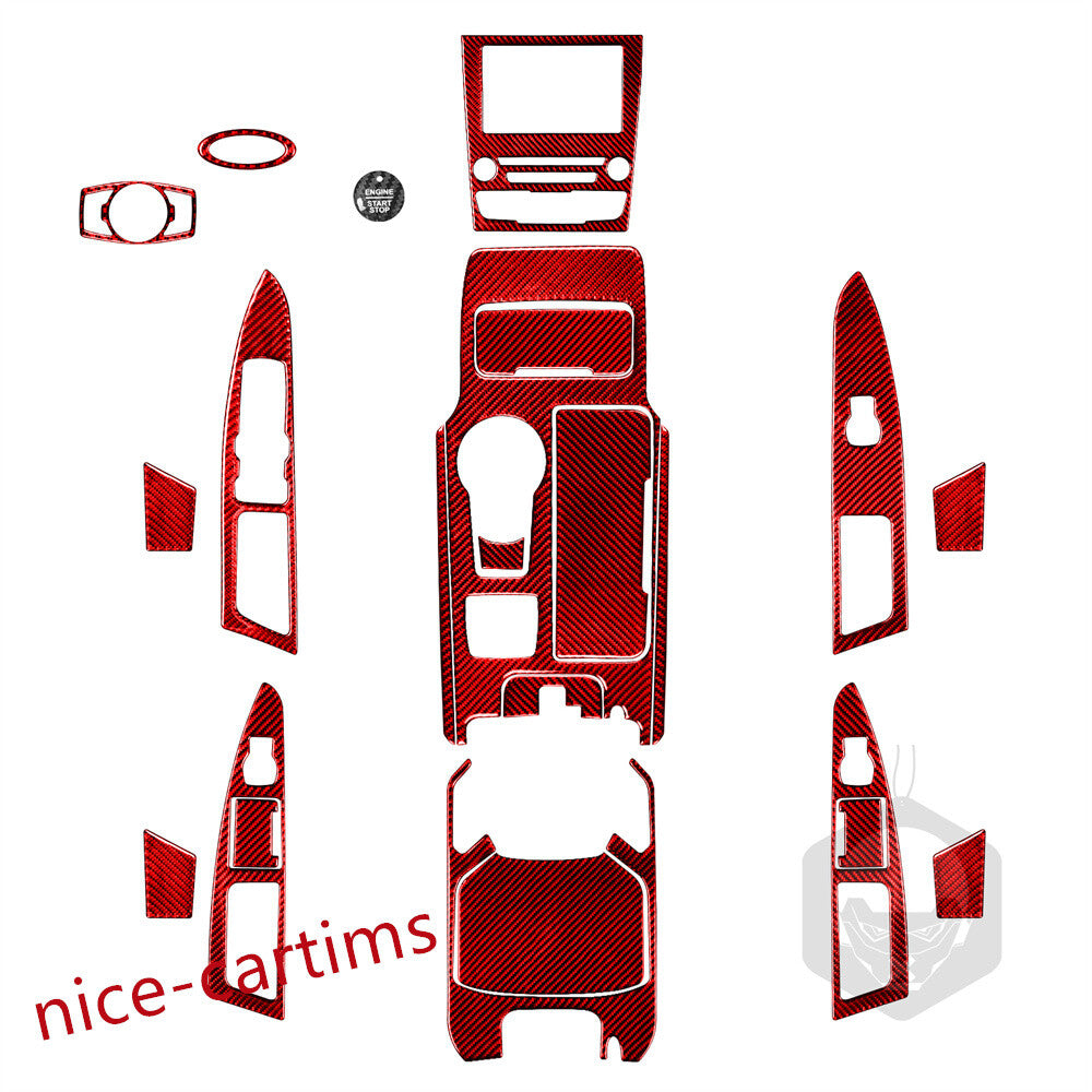 23Pcs Red Carbon Fiber Interior Full Set Trim Kit for Ford Fusion Mondeo 2013-19