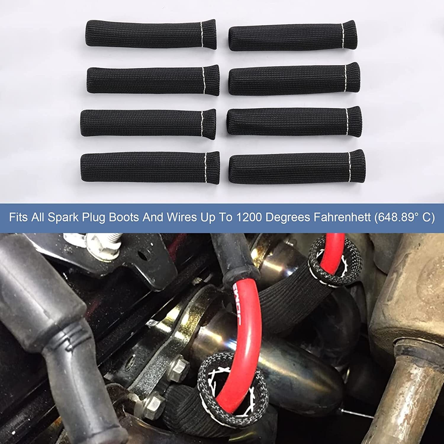 2500¡ã 6-inch Spark Plug Shoe Protector Heat Insulator SBC BBC Black