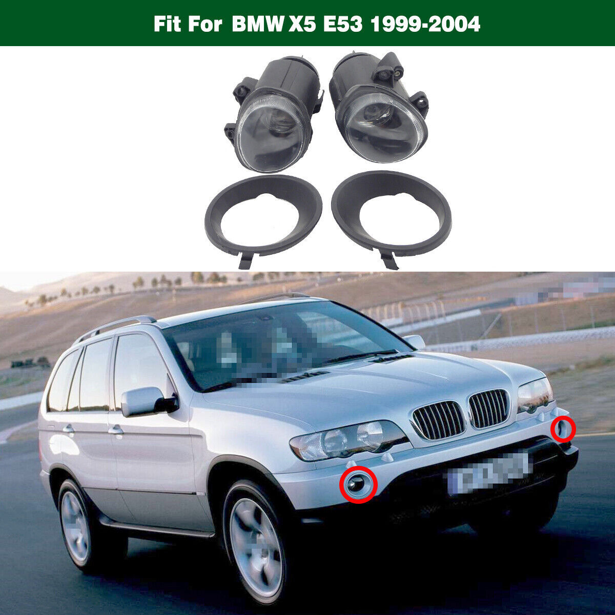 CLEAR BUMPER DRIVING FOG LIGHTS LAMP W/COVER BEZEL Fit for BMW E53 X5 1999-2004